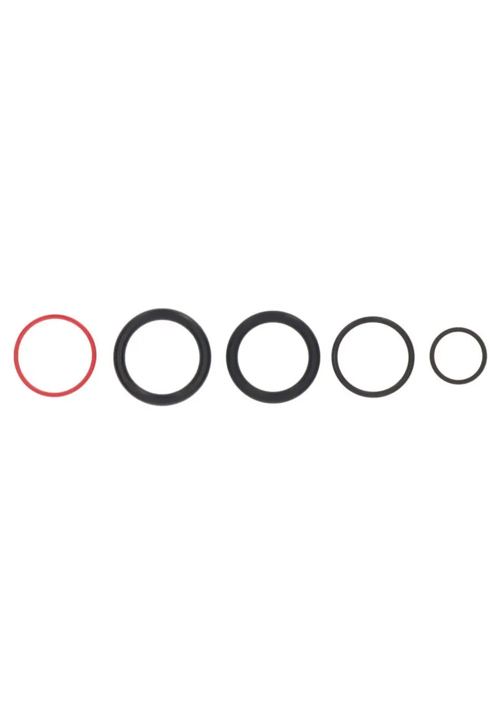 Dichtungsringe in verschiedenen Größen, einschließlich eines roten Rings. Geeignet als Ersatzteile für Judo Produkte.